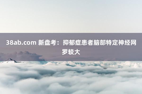 38ab.com 新盘考：抑郁症患者脑部特定神经网罗较大