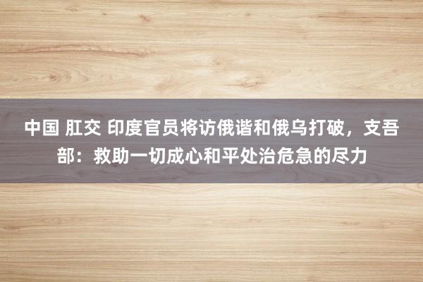 中国 肛交 印度官员将访俄谐和俄乌打破，支吾部：救助一切成心和平处治危急的尽力