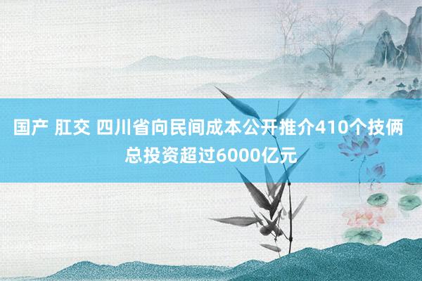 国产 肛交 四川省向民间成本公开推介410个技俩 总投资超过6000亿元