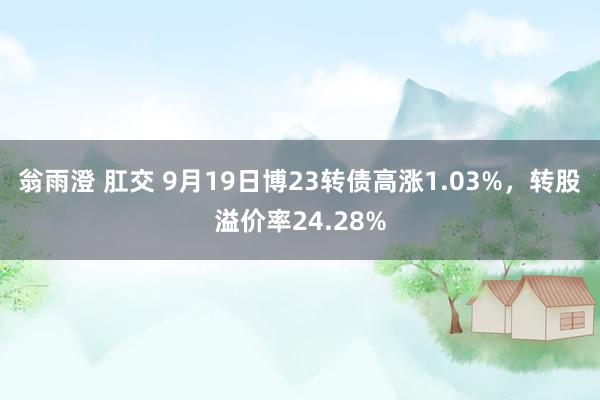 翁雨澄 肛交 9月19日博23转债高涨1.03%，转股溢价率24.28%