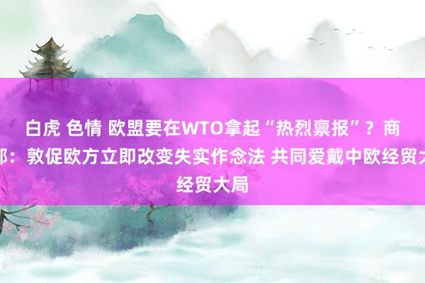 白虎 色情 欧盟要在WTO拿起“热烈禀报”？商务部：敦促欧方立即改变失实作念法 共同爱戴中欧经贸大局