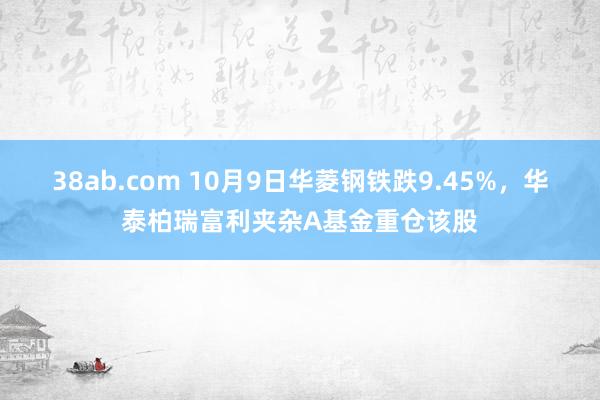 38ab.com 10月9日华菱钢铁跌9.45%，华泰柏瑞富利夹杂A基金重仓该股