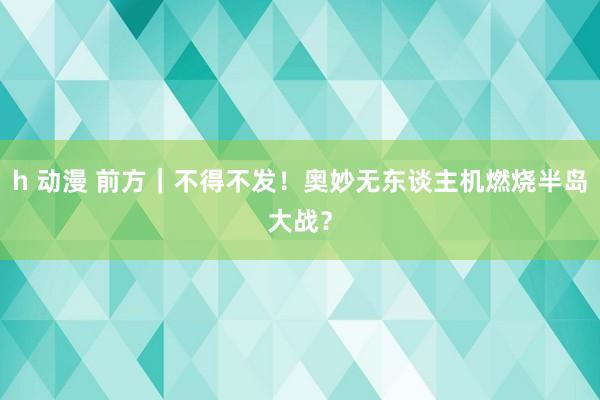 h 动漫 前方｜不得不发！奥妙无东谈主机燃烧半岛大战？