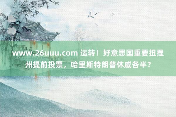 www.26uuu.com 运转！好意思国重要扭捏州提前投票，哈里斯特朗普休戚各半？