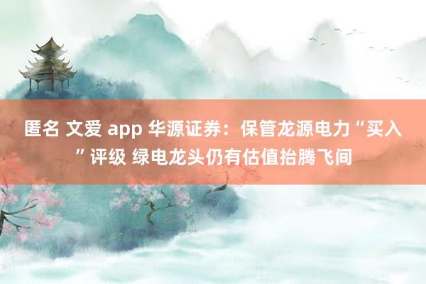 匿名 文爱 app 华源证券：保管龙源电力“买入”评级 绿电龙头仍有估值抬腾飞间