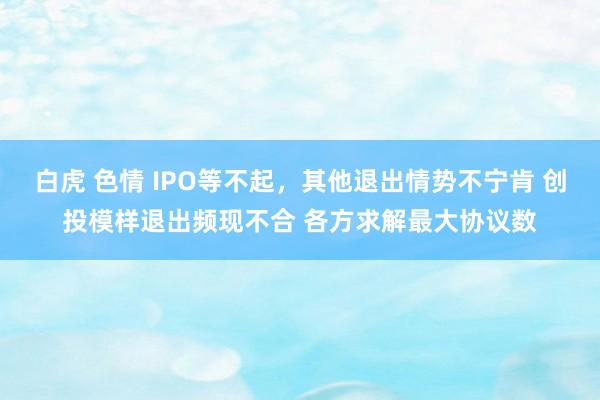 白虎 色情 IPO等不起，其他退出情势不宁肯 创投模样退出频现不合 各方求解最大协议数