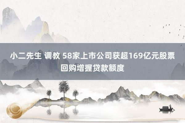 小二先生 调教 58家上市公司获超169亿元股票回购增握贷款额度