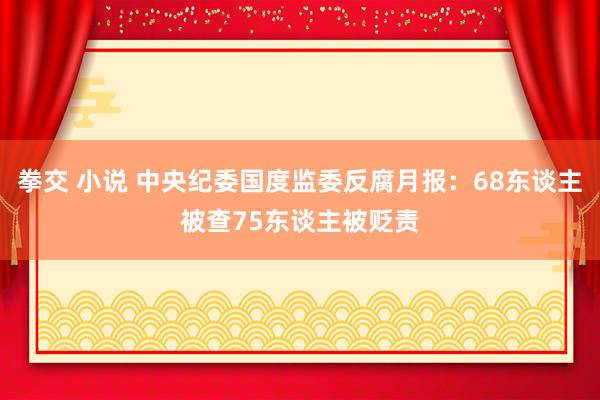 拳交 小说 中央纪委国度监委反腐月报：68东谈主被查75东谈主被贬责