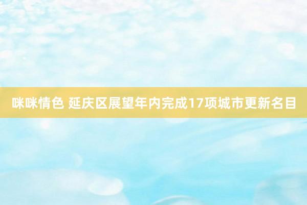 咪咪情色 延庆区展望年内完成17项城市更新名目