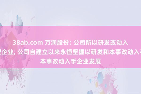 38ab.com 万润股份: 公司所以研发改动入手的平台型企业， 公司自建立以来永恒坚握以研发和本事改动入手企业发展