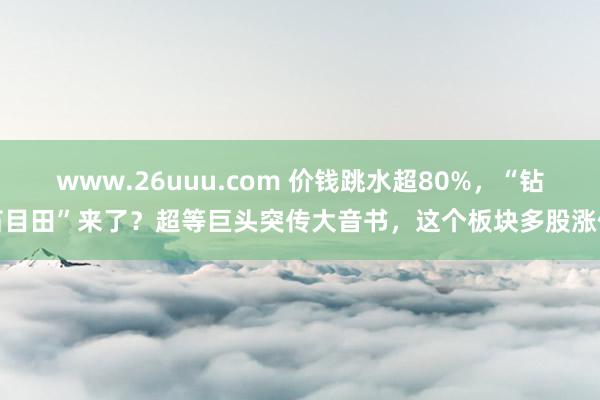 www.26uuu.com 价钱跳水超80%，“钻石目田”来了？超等巨头突传大音书，这个板块多股涨停