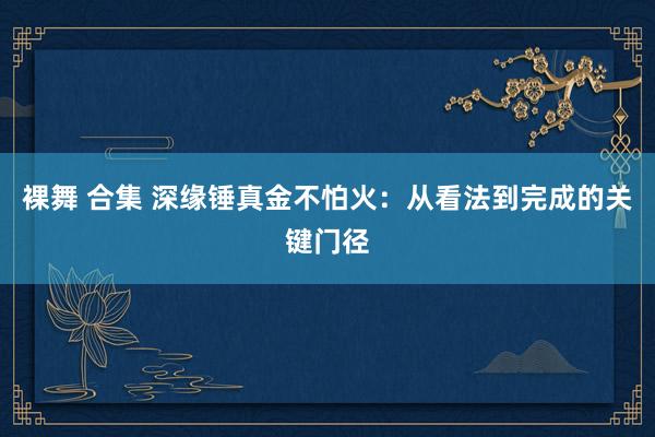 裸舞 合集 深缘锤真金不怕火：从看法到完成的关键门径