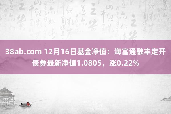 38ab.com 12月16日基金净值：海富通融丰定开债券最新净值1.0805，涨0.22%