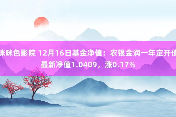 咪咪色影院 12月16日基金净值：农银金润一年定开债最新净值1.0409，涨0.17%