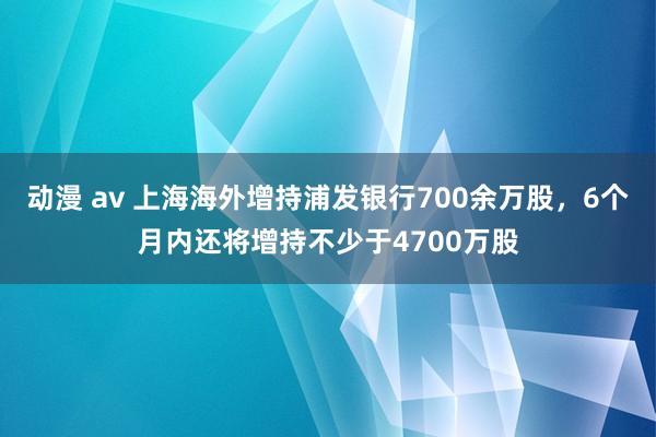 动漫 av 上海海外增持浦发银行700余万股，6个月内还将增持不少于4700万股