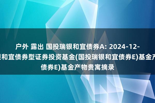 户外 露出 国投瑞银和宜债券A: 2024-12-23_国投瑞银和宜债券型证券投资基金(国投瑞银和宜债券E)基金产物贵寓摘录