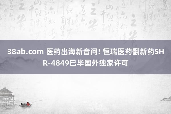 38ab.com 医药出海新音问! 恒瑞医药翻新药SHR-4849已毕国外独家许可