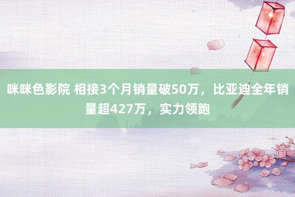 咪咪色影院 相接3个月销量破50万，比亚迪全年销量超427万，实力领跑