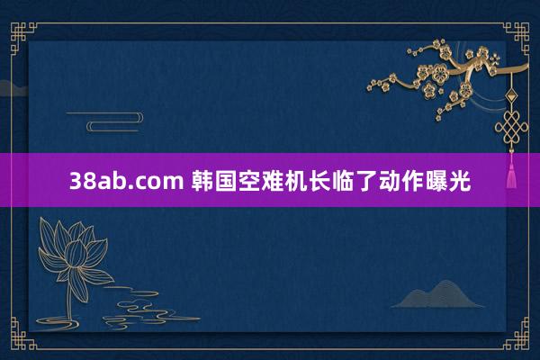 38ab.com 韩国空难机长临了动作曝光