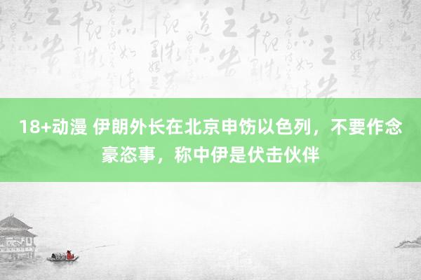 18+动漫 伊朗外长在北京申饬以色列，不要作念豪恣事，称中伊是伏击伙伴