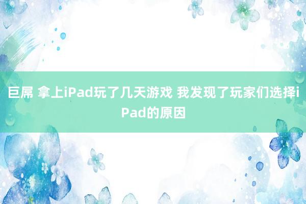 巨屌 拿上iPad玩了几天游戏 我发现了玩家们选择iPad的原因